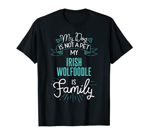 Cute Irish Wolfoodle Design Family Dog Giftn T-Shirt, Black