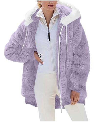 Manteau fourrure pour coat femme en polaire douce avec capuche