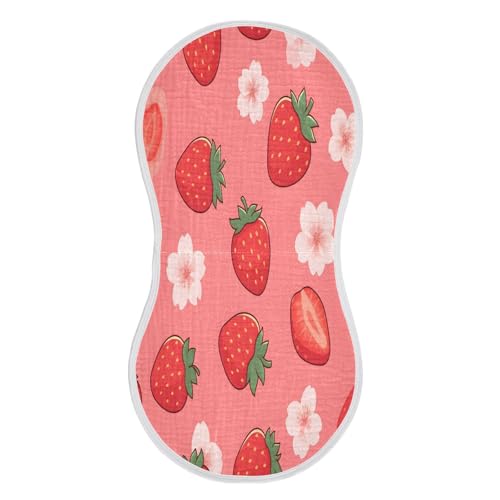 Strawberries Burp Cloths Cotton Baby Washcloths,Large 22x11in Burping Cloth Absorbent and Soft for Newborn Baby Boys and Girls,1 Pack