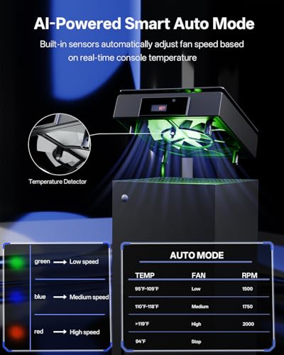 Image of DEPGI Cooling Fan for Xbox Series x, Featuring Automatic Fan Speed Adjustment Based on Temperature, LED Display Screen, Low Noise, Easy Installation, 3 speeds, with RGB LED
