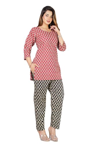 Image of Kuruti B Sheets Women's Printed Night Suit Set | Soft & Breathable Top and Pyjama Set for Women | Stylish Relaxed Fit Sleepwear for Everyday Comfort | Perfect Lounge Wear for Home & Travel