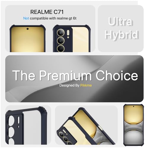 Image of Pikkme Back Cover for Realme C71 | Ultra Hyrbid | Full Camera Protection | Raised Edge | Crystal Clear Transparent Bumper Case (Blue)