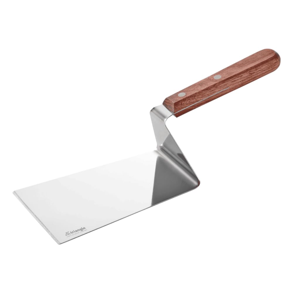triangle Plancha-Palette 15 cm - Edelstahl & Walnussholz | Gehärteter Stahl, genietet, handgefertigt in Solingen – ideal für Plancha, Grill & Pfanne - -Made in Solingen/Germany