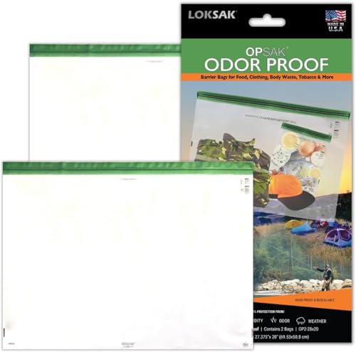 LOKSAK - OPSAK Odorproof Dry Bags for Backpacking, Hiking and Storage- Resealable Reusable and Recyclable Storage Bags (2 pack 28 in x 20 in)