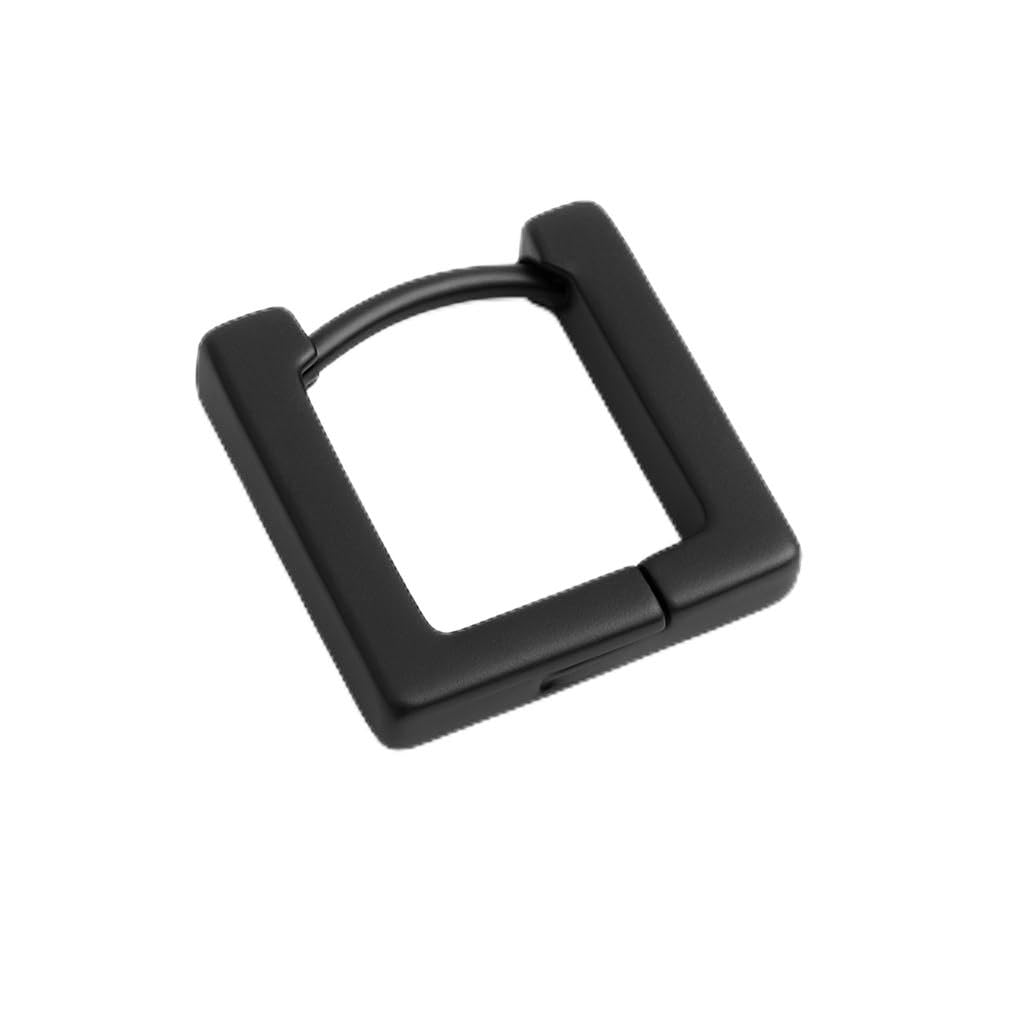 Minimalist Square Hoop Earrings, Black Matte Finish, Stainless Steel, Modern Geometric Design-image-7