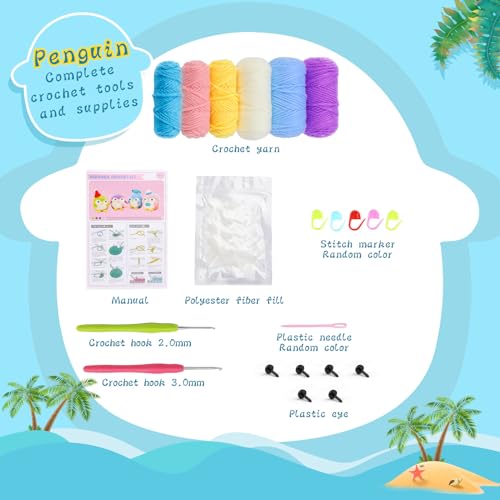 Namner Animal Crochet Starter Kit, Beginner Crochet Kit Penguin - Image 2