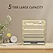 Supeasy 5 Trays Paper Organizer Letter Tray with Handle-Mesh Desk File Organizer, Paper Sorter Desk Organizer for Office, Home or School (Golden)