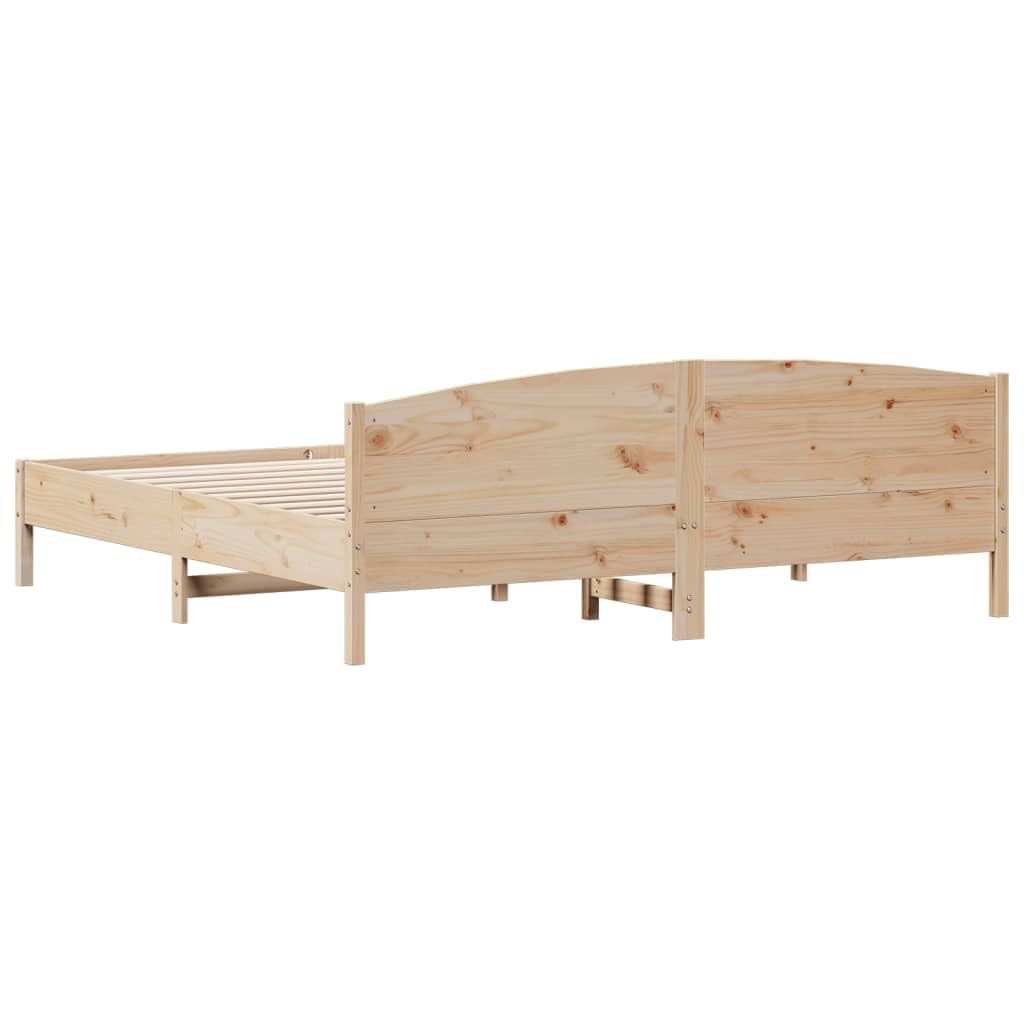Cama de madera de pino maciza, 180 x 200 cm, sin colchón, cabecero de cama, respaldo, latas de madera contrachapada, resistente, diseño moderno para dormitorio y dormitorio de invitados