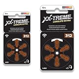 XX-Treme Longlife Extra Hörgerätebatterien 312 PR41 Braun – 12 Stück Zink Luft 1,45V – 2 x 6er Blister Vorratspack