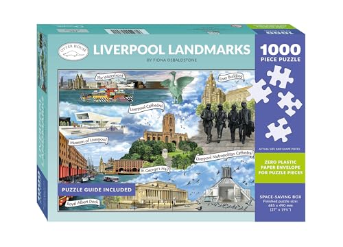Liverpool Landmarks 1000 Piece Jigsaw Puzzle for Adults | Otter House Gift | Featuring Royal Albert Dock, Liverpool Cathedral & The Waterfront
