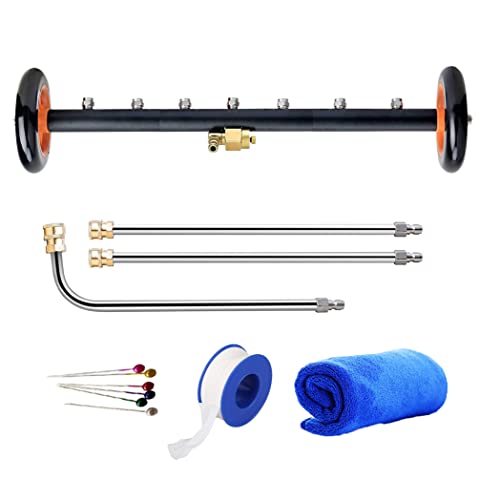 Dual-Function Water Broom Undercarriage Pressure Washer Surface Cleaner 24 inch 4000 PSI Power Washer Underbody Car Washer with 7 Nozzles and 3 Extension Wand (24 INCH)