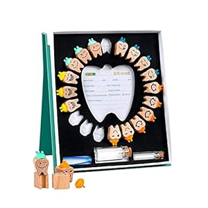 Tand Doos, Houten Baby Tanden Aandenken Doos Tand Saver Box Kids Bladverliezende Tanden Box Container met Pincet voor…