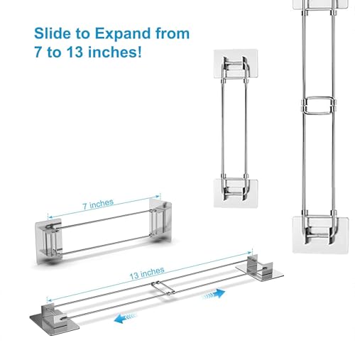 Image of 2024 RV Shower Corner Storage Bar- Length 7-13 inches Adjustable Stainless Length 7-13 inches Camper Must Haves Accessories Stainless Steel RV Shower Corner Shelf Rod(2 Pack), VR001
