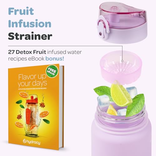 Image of Hydracy Water Bottle with Time Marker & Fruit Infuser-Gradient 32 oz | BPA Free - Leak Proof Gym Bottle with times to drink - Ideal for Fitness Sports & Outdoors