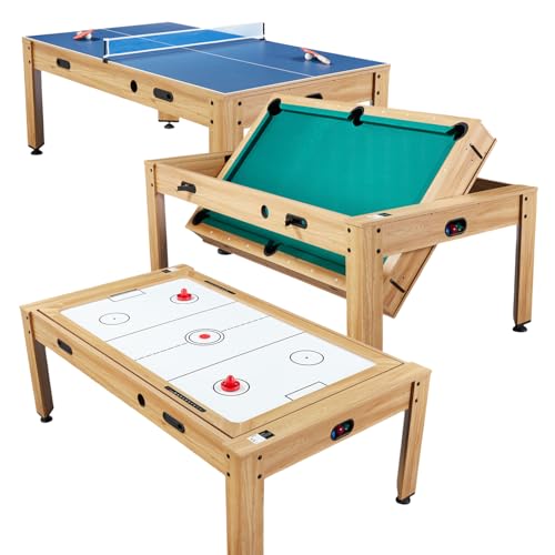 Catenaccio Table multijeux Adulte 4 en 1 Transformable – Billard Americain 7 ft, Air Hockey...