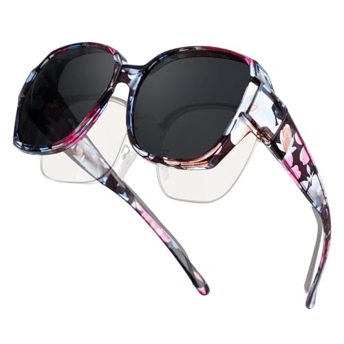 HOVEOX Polarized Fit Over Glasses Sunglasses for Women Prescription Sunglasses to Go Over Glasses UV400 Protection