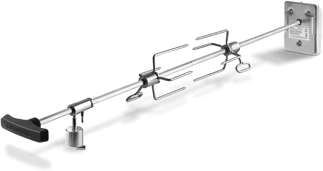 BURNHARD Girarrosto per Barbecue Universale, spiedo Girevole Elettrico in Acciaio Inox, Set di spiedo per griglia, Max. 90 cm BURNHARD Girarrosto per Barbecue Universale, spiedo Girevole Elettrico in Acciaio Inox, Set di spiedo per griglia, Max. 90 cm