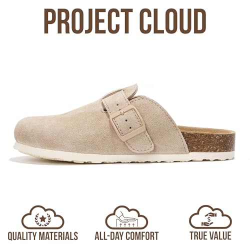 Image of Project Cloud 100% Genuine Leather Footbed Clogs for Women - Memory Foam Arch Support Slippers for Women - Trendy Slip-ons Women's Mules & Clogs Sandals