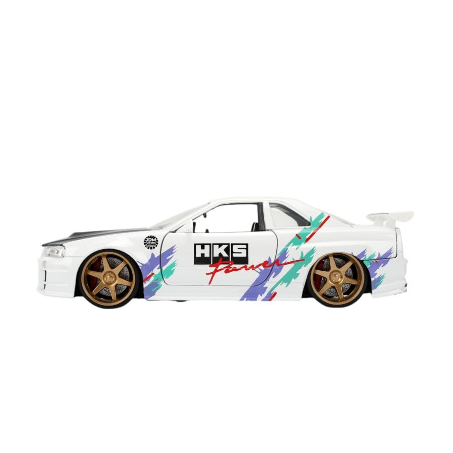Jada Toys JDM Tuners 1:24 Die-Cast 2002 Nissan Skyline GT-R Blanco miniatura 3