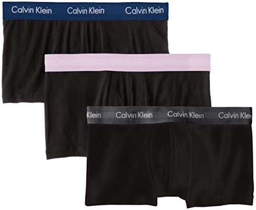 Calvin Klein Men's Cotton Stretch Multipack Low Rise Trunks, black/Charcoal Heather/Parfait Pink/Airforce, XL