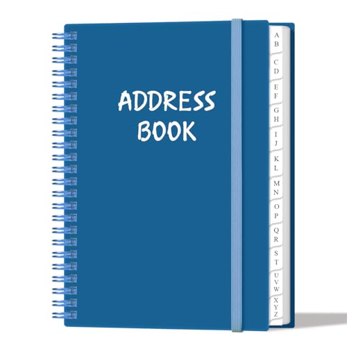 Address Book with Alphabetical Tabs - A5 Telephone & Address Book with Address Contacts, Special Date, Phone, Birthday & Internet Login Password for Home and Office, 6.2" x 8.5", Blue