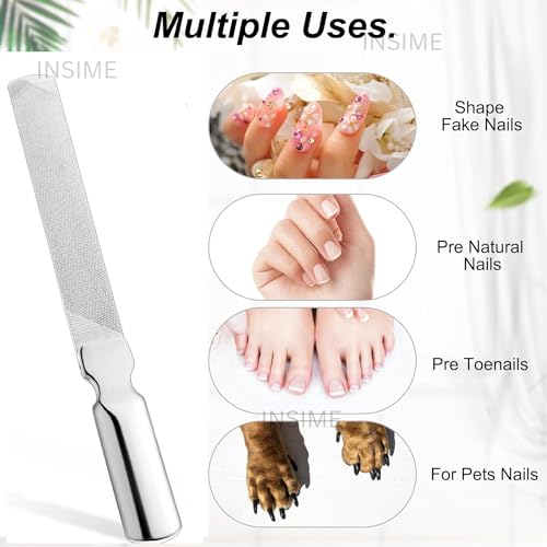 INSIME Stainless Steel Nail filer and buffer | Nail shaper for women Sharp Fingernails | Heavy Duty Reusable Nail File Manicure Pedicure Toenails Nails filer for Natural Nails - Image 7