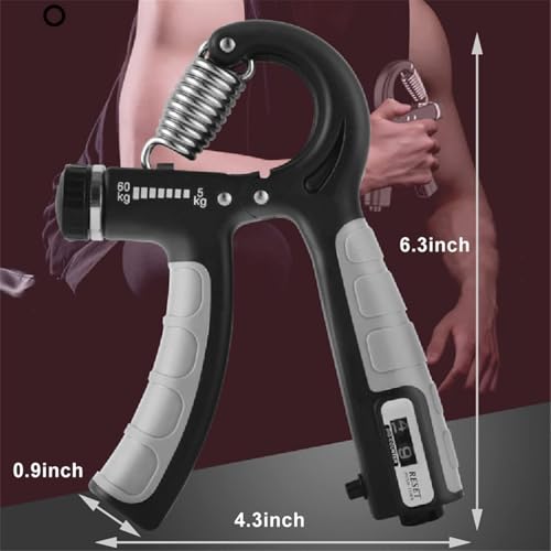 أداة تمرين لليد تقوي القبضة مع عداد رقمي لتمارين الساعد والأصابع والمعصم، قابلة لتعديل الوزن من 5 إلى 60 كجم للرياضة وتدريبات اليد من ترو فيت®