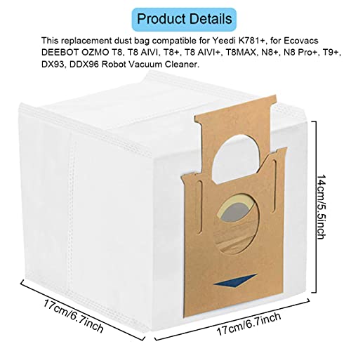EATBALE Dust Bags for ECOVACS Deebot N8 Pro Plus/N8 Pro T8 T8 MAX T8 Power T8AIVI T8+ T8 AIVI+ T9 AIVI T9 PRO T9 MAX DX93 DDX96, Yeedi K781+ Robot Vacuum Cleaner Parts Accessory (6 Pack) 7 EATBALE Dust Bags for ECOVACS Deebot N8 Pro Plus/N8 Pro T8 T8 MAX T8 Power T8AIVI T8+ T8 AIVI+ T9 AIVI T9 PRO T9 MAX DX93 DDX96, Yeedi K781+ Robot Vacuum Cleaner Parts Accessory (6 Pack) - Image 7