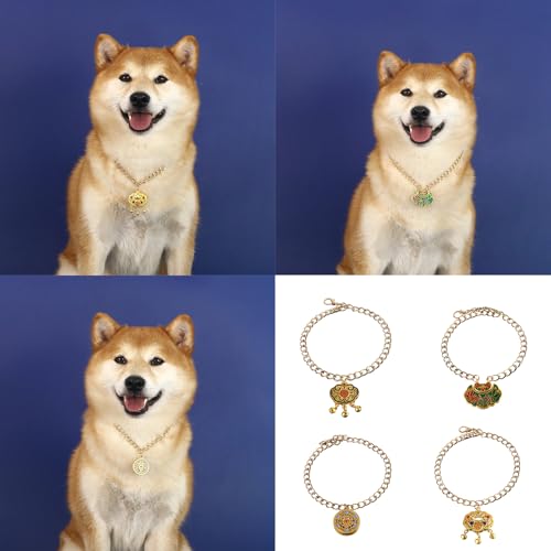 XUZHID Dogs Pendants?4pcs Pet Long Lifes Lock Bells Necklace New Years Cats Collar Pet Dog Pendants for Small Cats and Puppies