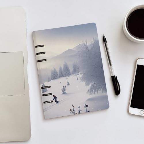 Cuaderno A5 de hojas sueltas Winter Skiing recargable con cubierta duradera 5