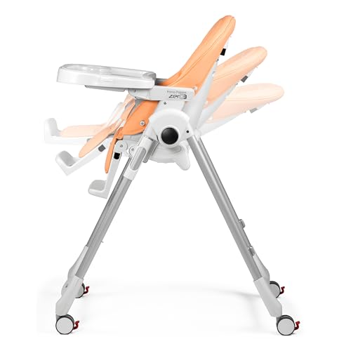 Image of Peg Perego Prima Pappa Zero 3 - High Chair - for Children Newborn to 3 Years of Age - Made in Italy - Peach (Light Orange)