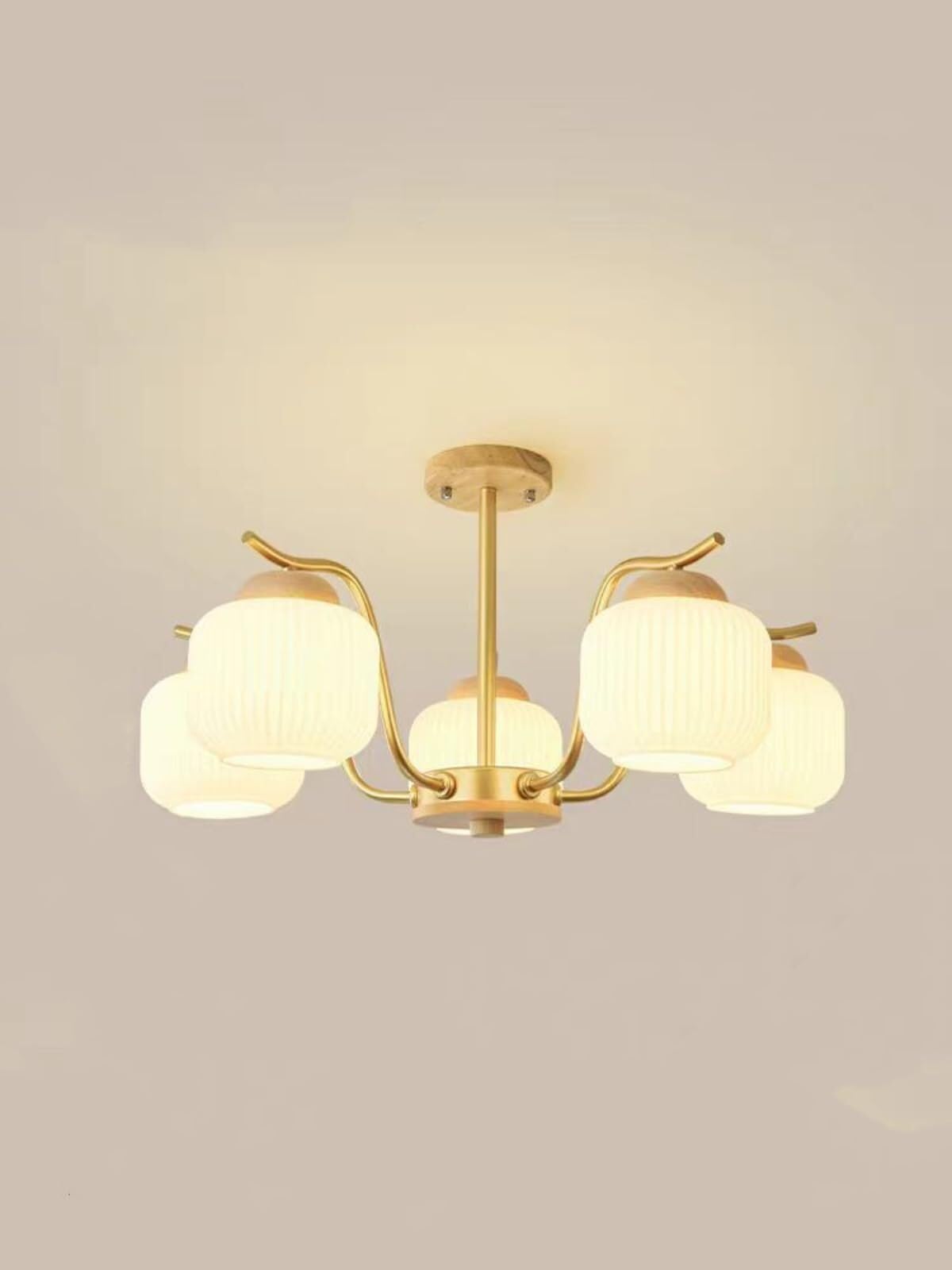 Lustre doré moderne en verre dépoli blanc avec suspension réglable