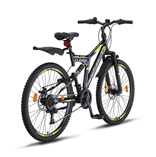 Miniatura 3 de Chillaxx Bike Falcon - Bicicleta De Montaña De 24 Y 26 Pulgadas, Para Niños, Niñas, Mujeres Y Hombres, Freno De Disco, Cambio De 21 Velocidades, Suspensión Completa 26 Pulgadas, Freno De Disco Negro