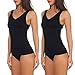 Produktbild simaranda 2er Set Damen Unterhemd Seamless Formtop mit Shaping Effekt Bauchweg Mieder Shapwear 9 (48-50, Schwarz/Schwarz)
