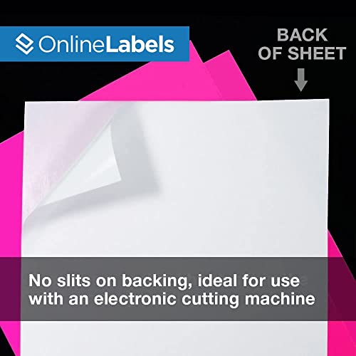 Fluorescent Pink Sticker Paper, 8.5 X 11 Full Sheet Label, 100 Sheets, Inkjet Or Laser Printer, Online Labels #TOP1