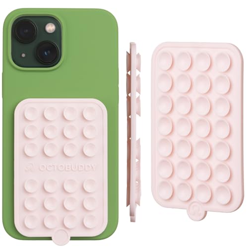 Image of OCTOBUDDY - Silicone Case Double-Sided Suction Phone Case Detachable Mount - Hands-Free, Strong Grip Holder For Selfies & Videos - iPhone & Android Compatible - 2.5? X 3.75?, Chalk Pink