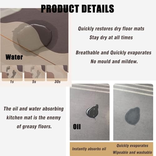 Image of Mattitude Rubber Rectangular Kitchen Mats for Floor Set of 2 Pcs | Non-Skid, Soft Absorbent Rugs for Kitchen Floor, Laundry, and Hallway | 120x40cm, 40x60cm| (Black and Yellow)