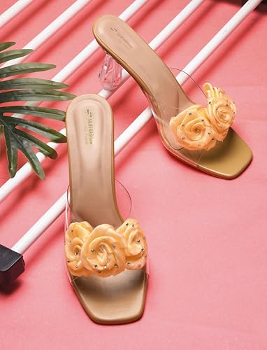 Image of SilverArrow womens Aromo Flora Fashion Sandals|Stilettos Heel Sandals With Open Back|Ethnic Wear