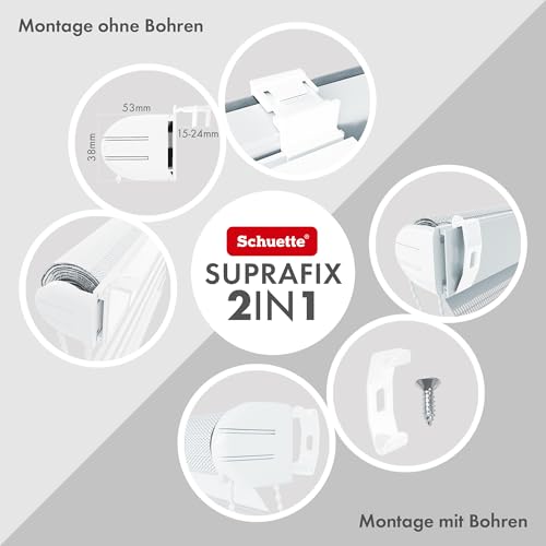 Schuette® Verdunkelungsrollo ohne Bohren/mit Bohren 2in1 ● Thermo Rollo Kollektion: Shadow Grey (Grau) ● 120 x 150 cm (Breite x Höhe) ● Suprafix Klemmrollo = Klemmfix 2.0 ● 60s Montage mit Video