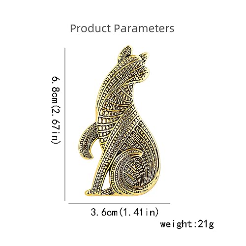 Image of Sitting Cat Brooch Pin for Women Girls Fashion Cute Textured Abstract Kitten Animal Brooches Lapel Pins Unisex Christmas Holiday Festival Hat Bag Suit Dress Accessories Jewelry Gift for Pet-lover