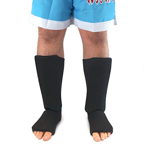 Caneleira/Protetor de canela em elastano para artes marciais Jugui (P, Preto)