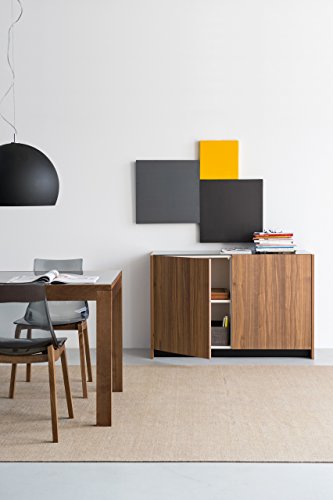 Connubia Gloria 2-Door Sideboard - Walnut Veneered Frame - Walnut Veneered Door - Tempered Glass Frosted Extraclear Top