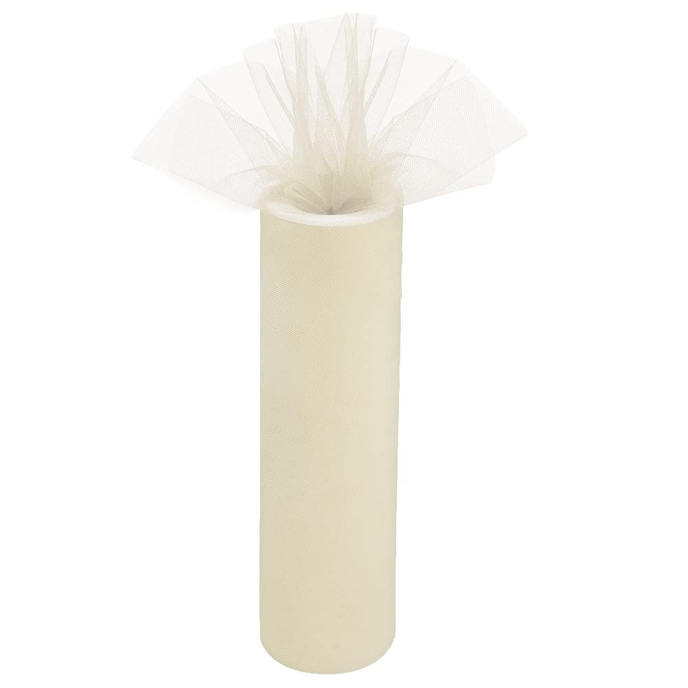 Time to Sparkle 5 ROLLS 30cm x 25m/ROLL Wide Ivory Tulle Roll Fabric Spool Tutu Party Birthday Wraping Crafts Bridal Bow Skirt Wedding Decor