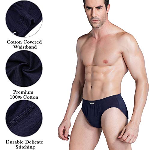 wirarpa Men's 100 Cotton Briefs Underwear No Fly Covered Waistband 4 Pack4