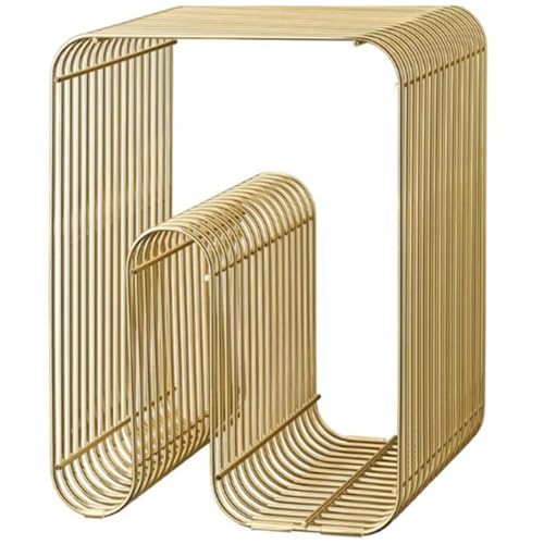 Table D'appoint en Métal, Table Basse Moderne, Porte-revues Simple, Aucun Assemblage Requis, for Salon, Chambre à Coucher(Gold)