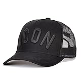 Mesh Summer Baseball Cap for Men Women Embroidery Icon Letters Dad Hat Hip Hop Trucker Cap (Black)