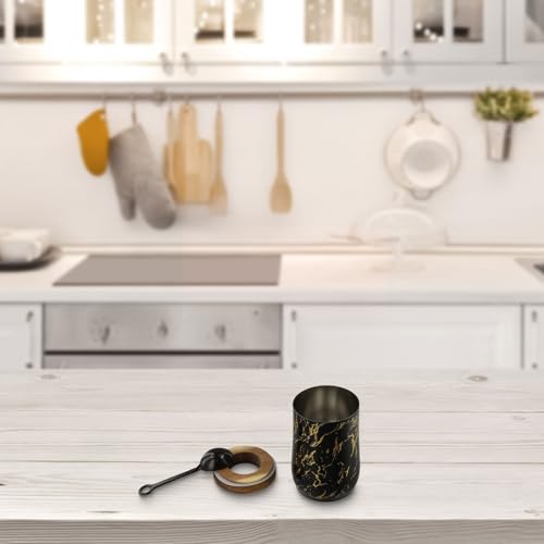 Envase para café de acero inoxidable con tapa de madera y vidrio miniatura 7