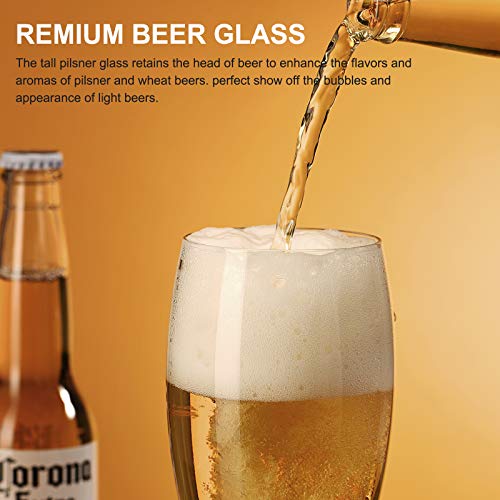CUKBLESS Pilsner Glasses Set of 4 - Classics Beer glasses - Craft Wheat Beer Cup, Reusable, Dishwasher Safe, 25 oz