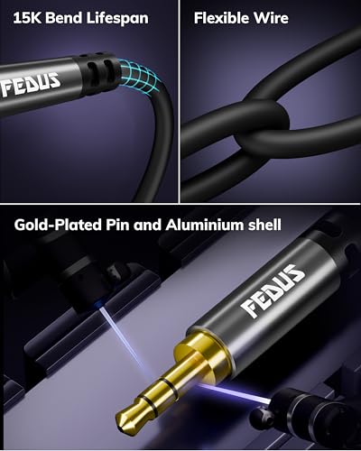Image of FEDUS Aux Cable for Speakers, Aux Extension Cable, 3.5 mm Male to Female Audio Cable with Microphone 1 Meter TRRS 4 Pole Stereo Audio Extender Cord Aux Cable for Car, Earphone, Headphone, Phone,Tablet