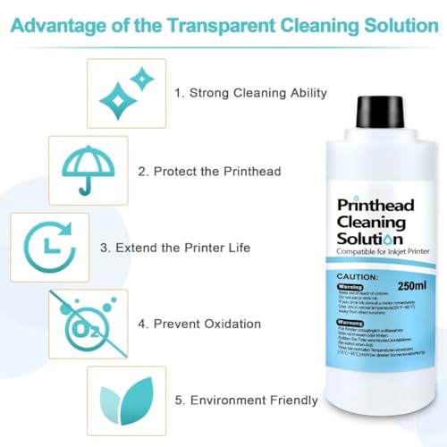 Printhead Cleaning Kit for Epson, 250mL Printer Cleaning Kit for Inkjet Printer, Print Head Cleaning Kit for HP, Print Head Cleaner for Canon Inkjet, Printer Head Cleaning Kit 250mL for Brother Inkjet - Thumbnail 5